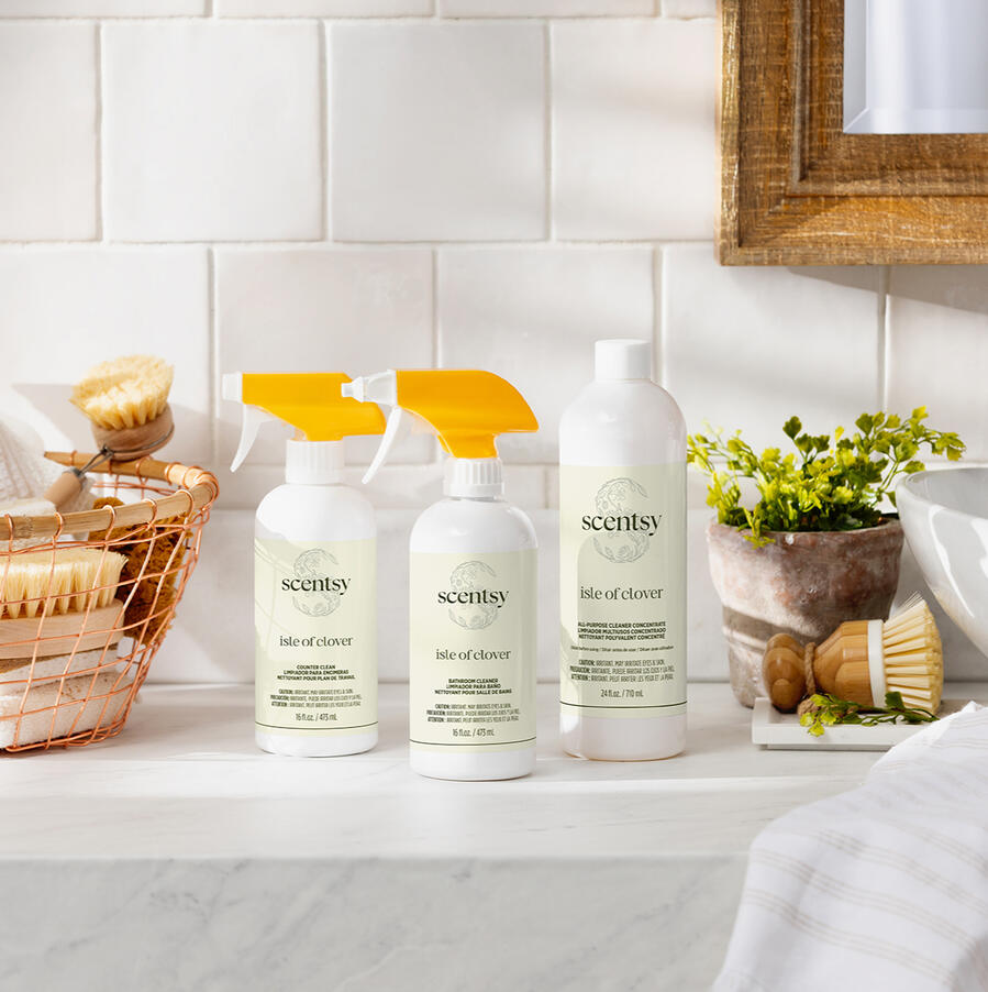 Scentsy Cleaning products in Australia including All-Purpose Cleaner, Counter Clean and Bathroom Cleaner